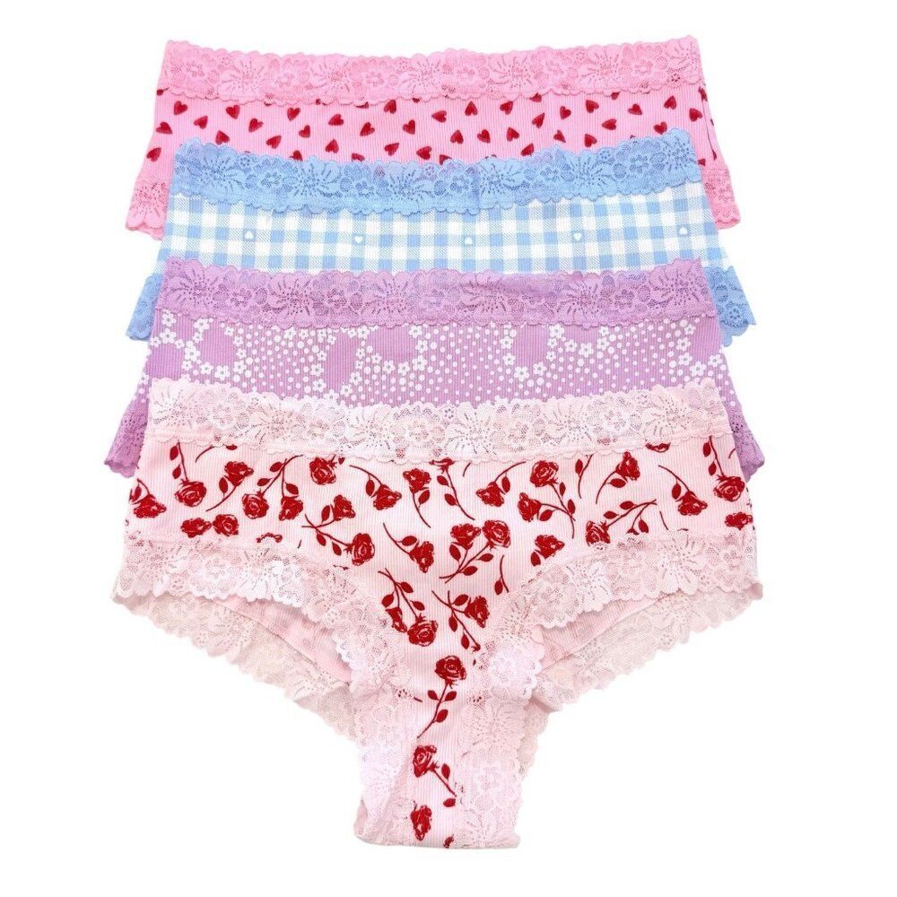 Victoria's Secret PINK Cheeky Lace Panties Womens Medium M LOT OF 4 VS Panty